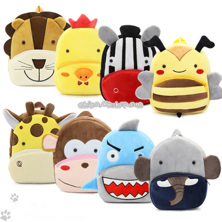 Kids 3D Animal Velvet Backpacks Children Cartoon Kindergarten Toys Gifts School Bags(Tiger)