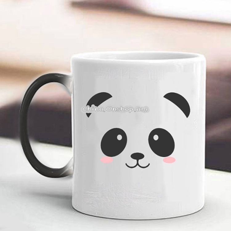 Creative Cute Panda Mug Heat Reveal Mug Ceramic Color Changing Coffee Mugs Magic Tea Cup Mug