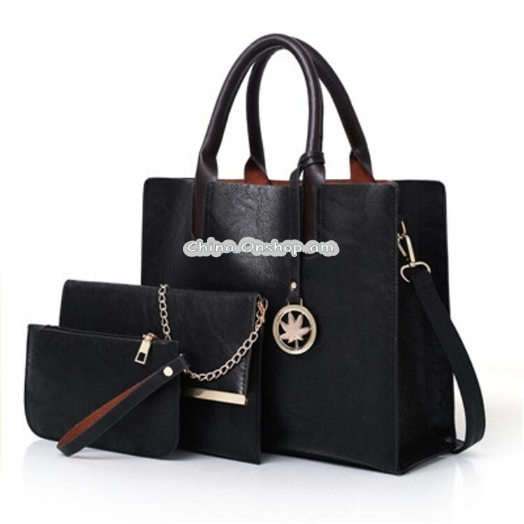 3 in 1 Leather Women Large Tote Bags Shoulder Bag Messenger Bag Purse