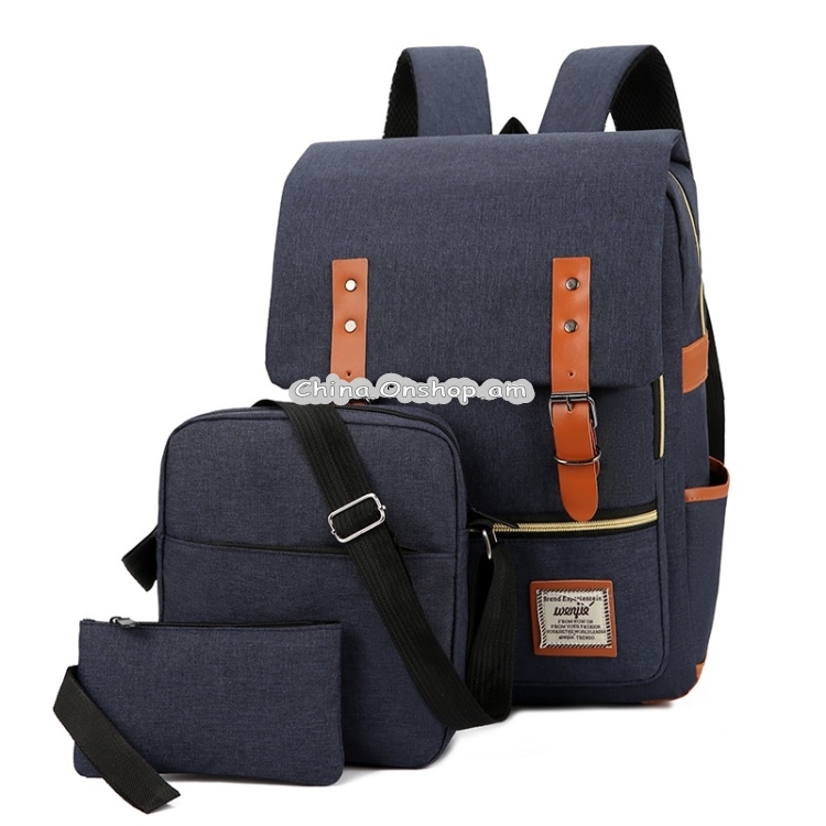 3 in 1 Fashion Oxford Cloth Double Shoulders Bag Men Handbag Backpack Bag