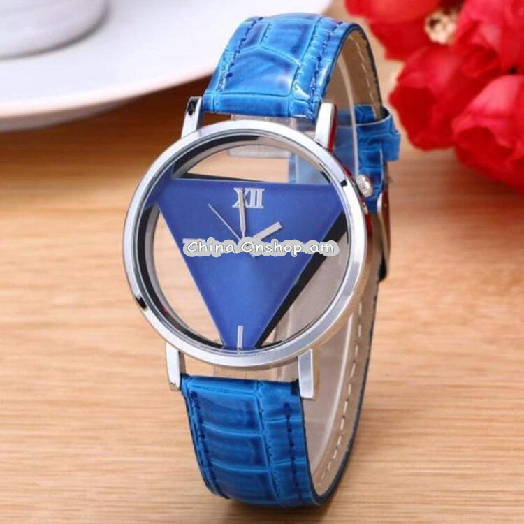 Snake Belt Women Watch Double-Sided Hollow Perspective Triangle Quartz Watch