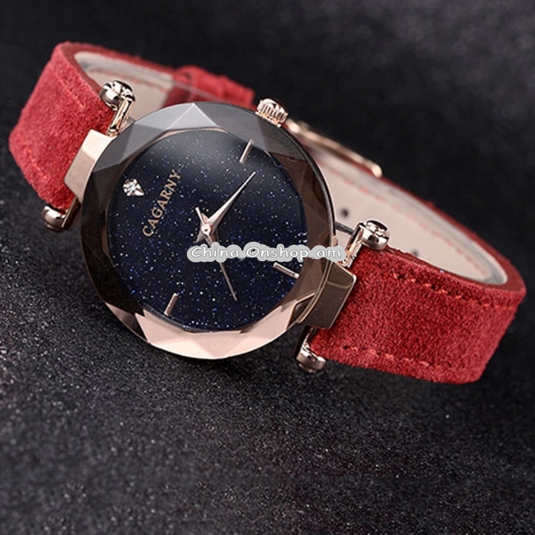 CAGARNY 6877 Water Resistant Fashion Women Quartz Wrist Watch with Leather Band