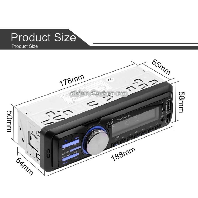 1010BT Universal Car 12V Bluetooth Radio Receiver MP3 Player, Support FM with Remote Control