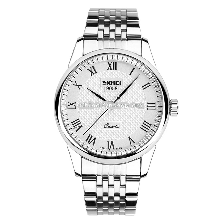 SKMEI 9058 Multifunctional Outdoor Fashion Waterproof Steel Strip Quartz Wrist Watch