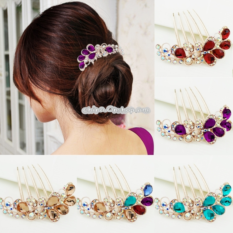 Geometric Women Hair Comb Rhinestone Crystal Hair Clips