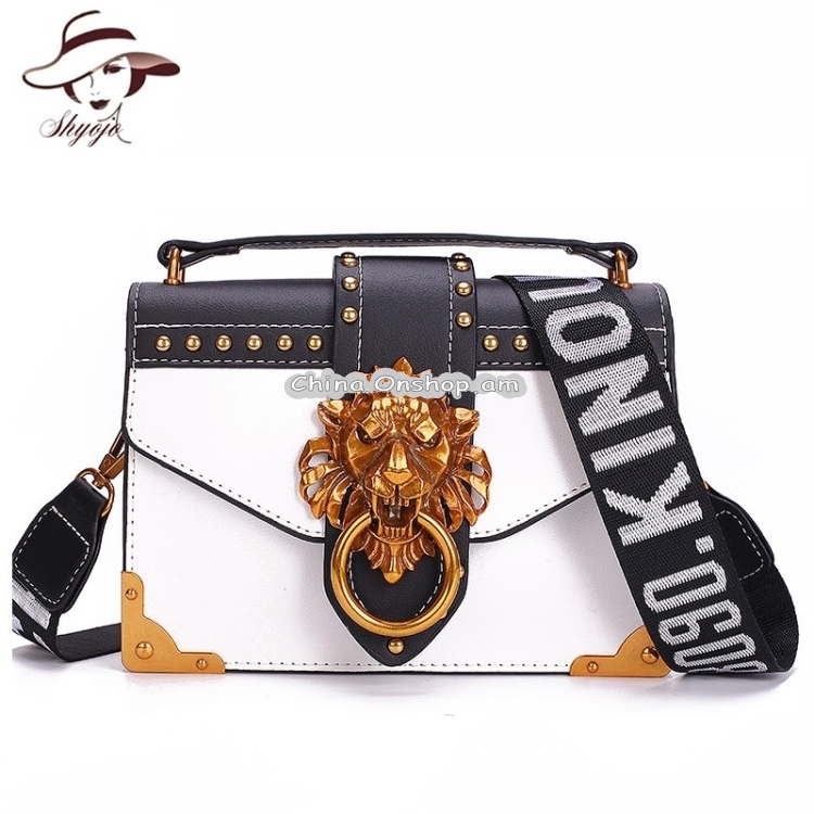 Metal Lion Head Mini Small Square Pack Shoulder Bag Crossbody Package Clutch Women Wallet Handbags