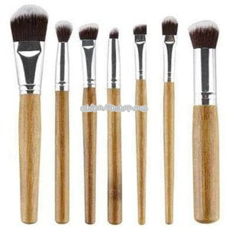11 PCS Nylon Hair Bamboo Handle Makeup Brush Set with Pouch