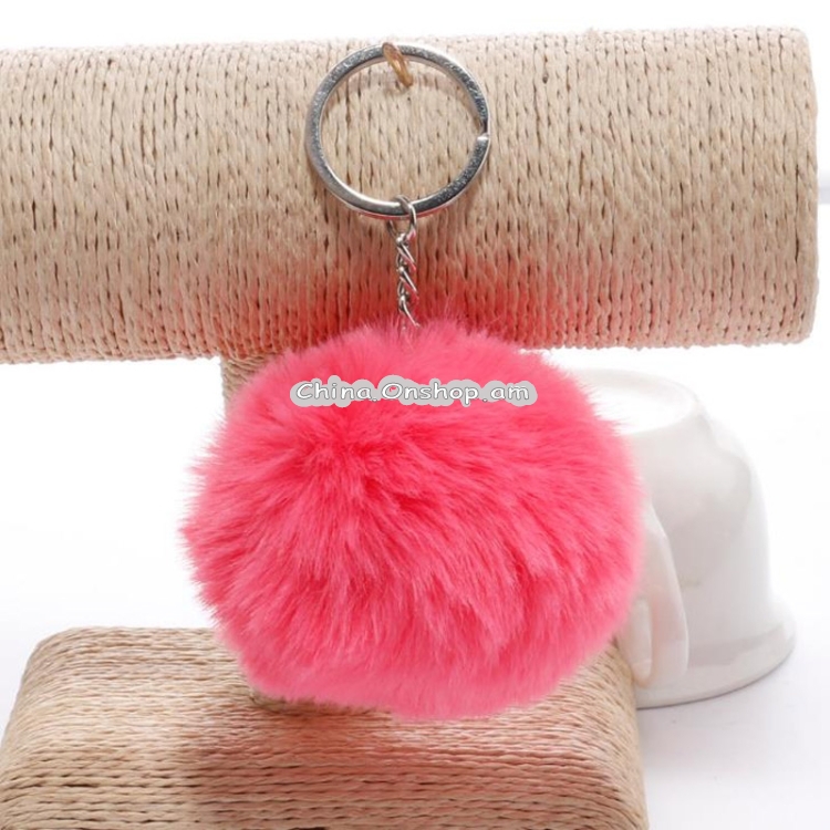 Simple Key Chain Fur Ball Pompon Keychain Pompom Artificial Rabbit Fur Animal Keychains for Woman Car Bag Key Rings