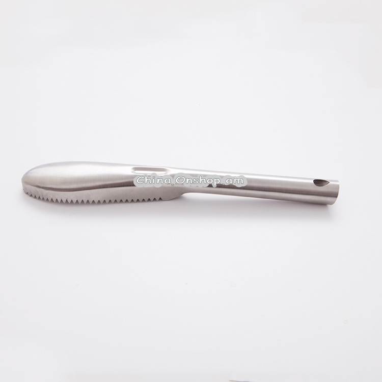 Kitchen Essential Stainless Steel Bidirectional Sawtooth Fish Scraper Fish Scale Planing Knife
