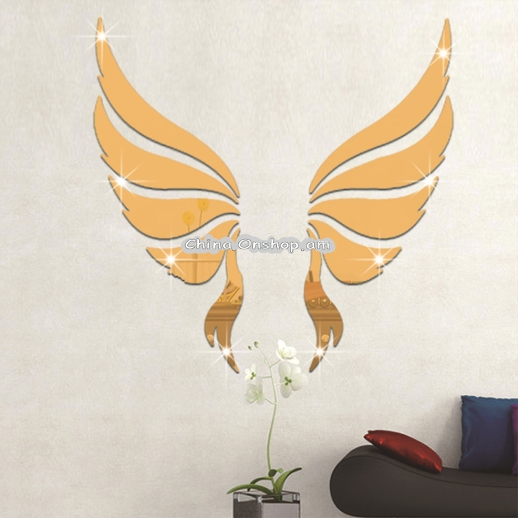 Պատի հայելի 3D ինքնակպչուն մակերևույթով Angel Wings
