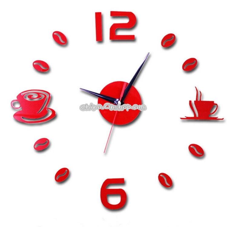 ISHOWTIENDA Fashion Acrylic DIY Coffee Cup Self Adhesive Interior Wall Creative Decoration Clock Mute Clock Stickers Muraux Wall Clock