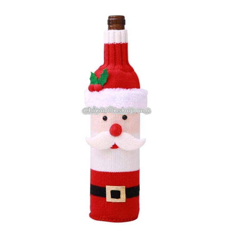 Bar Home Santa Knitted Wine Bottle Cover Table Decoration
