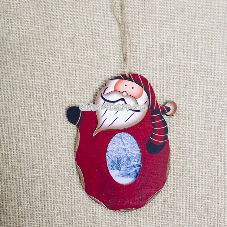 2 PCS Christmas Creative Wooden Photo Frame Hanging Accessories Scene Decoration