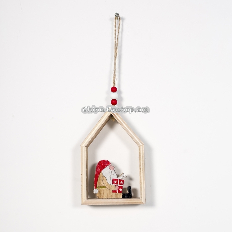 2 PCS Christmas Wooden Three-dimensional Painted Ornaments Accessories Scene Decoration
