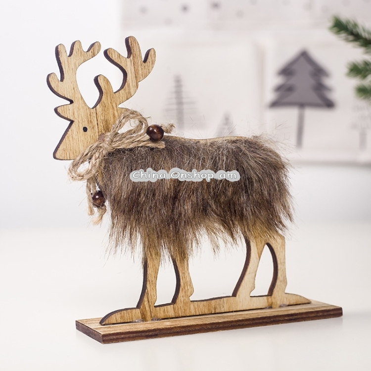 2 PCS Christmas Creative Home Wooden Felt Elk Decoration