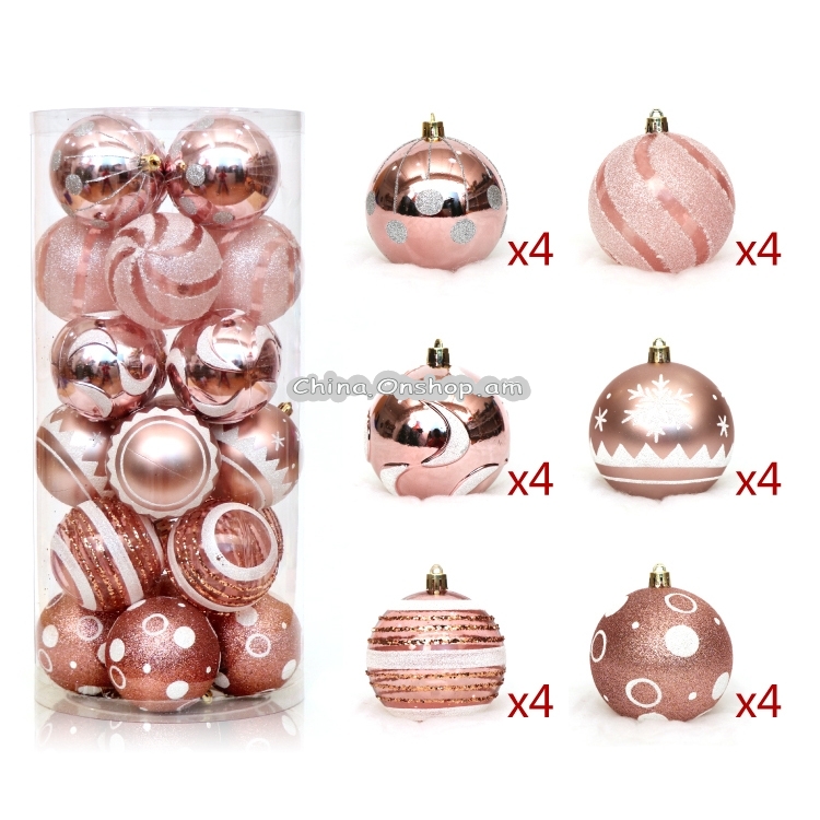 3 Barrels / 72 PCS Painted Bright Light Hanging String Ball Christmas Tree Decoration