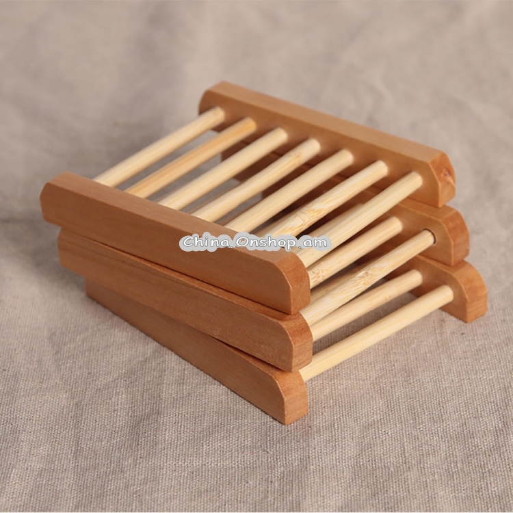 2 PCS Natural Wood Soap Tray Holder Dish Home Bathroom Storage Organizer
