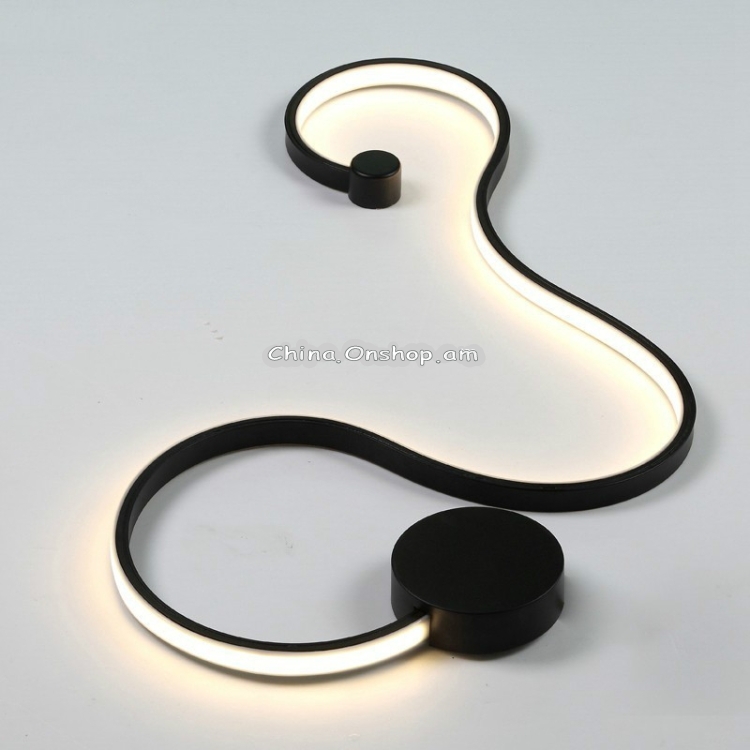 Light Rail Modern Minimalist Living Room Bedroom Bedside Aisle Showroom LED Wall Lamp, Color:Three-color Dimming
