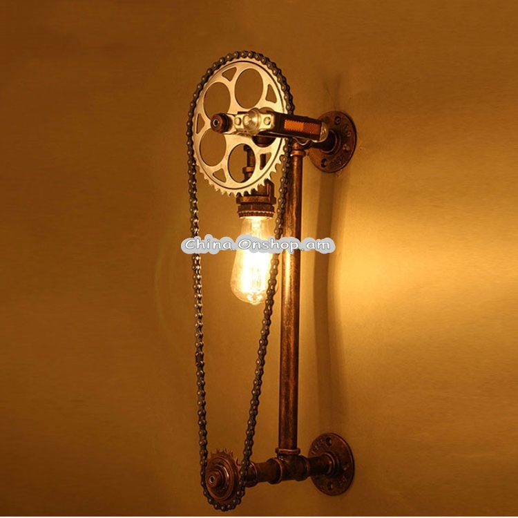 E27 LED Gear Water Pipe Bicycle Wall Lamp Creative Bar Cafe Personality