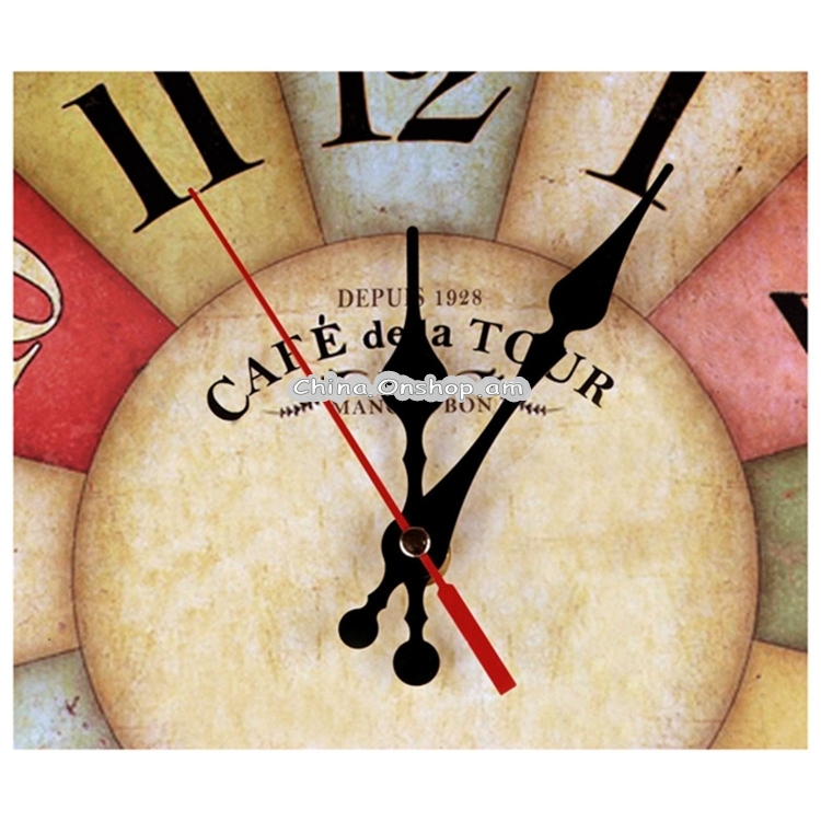 Vintage Wooden MDF Hanging Clock Mute Quartz Clock Living Room Wall Clock
