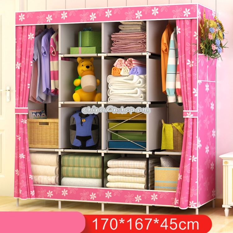 Multi-function Wardrobe Fabric Folding Cloth Storage Cabinet DIY Assembly Easy Install Reinforcement Wardrobe Closet