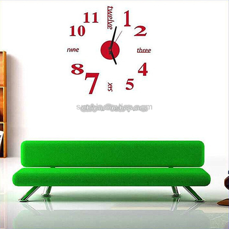 Lovelife WC37130 Acrylic English Digital DIY Stereo Wall Clock Wall Stick Clock