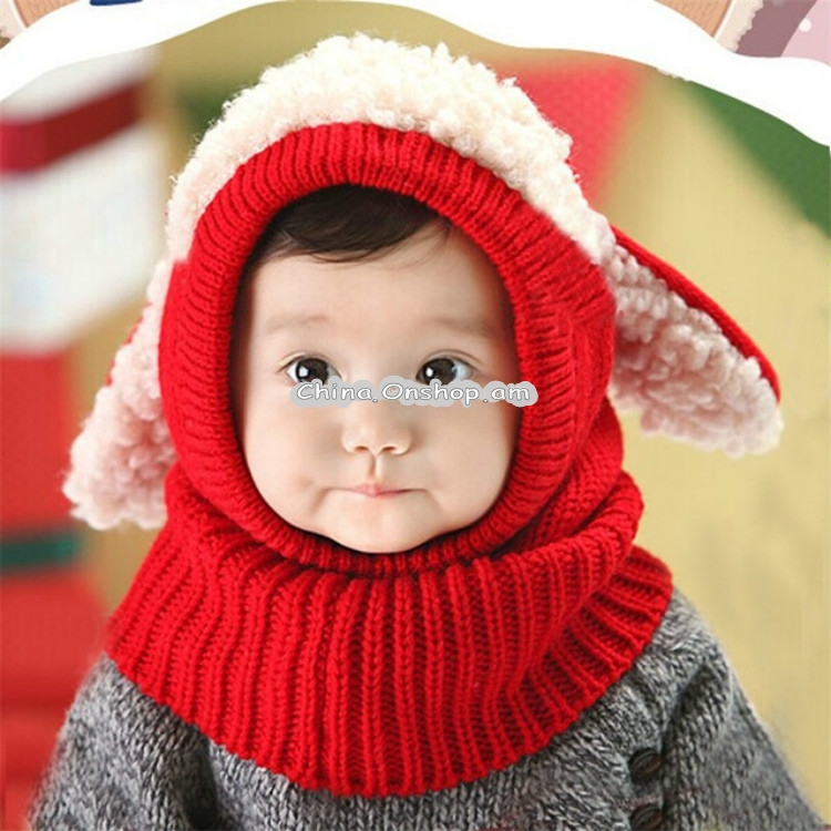 Winter Baby Kids Girls Boys Warm Woolen Coif Hood Scarf Caps Hats
