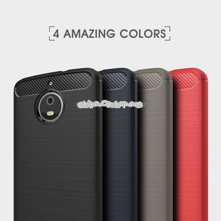 For Motorola Moto E4  Brushed Texture Carbon Fiber Shockproof TPU Rugged Armor Protective Case