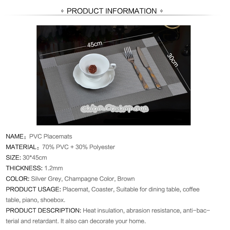 10 PCS Placemat Fashion PVC Dining Table Mat Fisc Pads Bowl Pad Coasters Waterproof Table Cloth Pad Slip-resistant Pad
