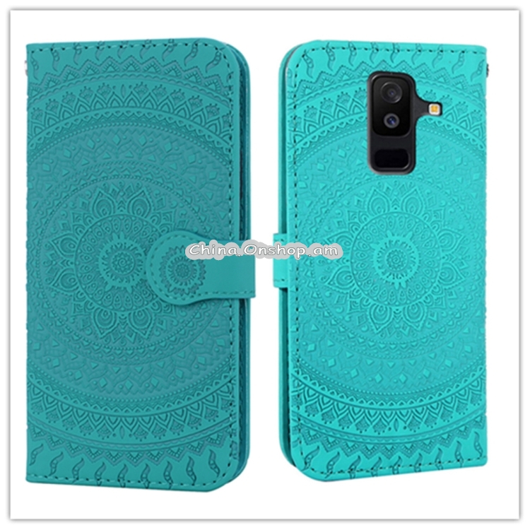 For Galaxy A6 Plus (2018) Pressed Printing Pattern Horizontal Flip PU Leather Case with Holder & Card Slots & Wallet & & Lanyard