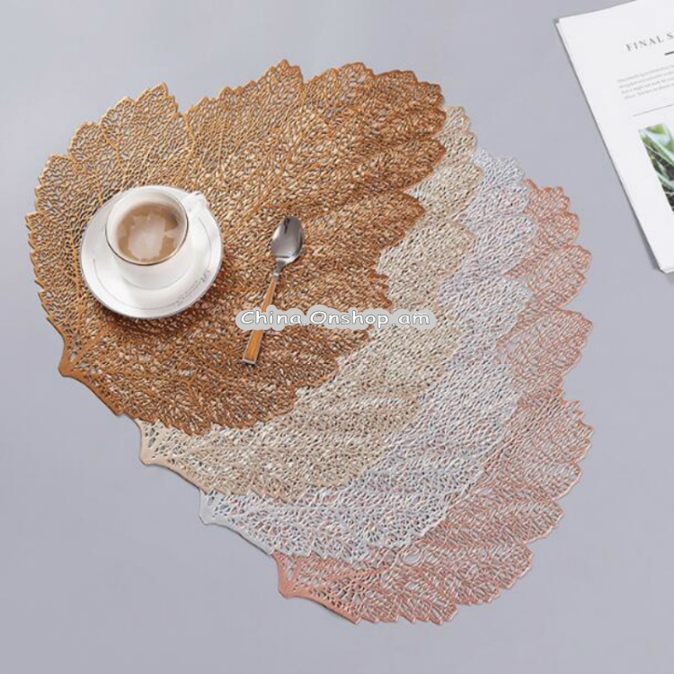 2 PCS Leaf PVC Heat Resistant Placemat Drink Glass Coaster, Size: 37x47cm