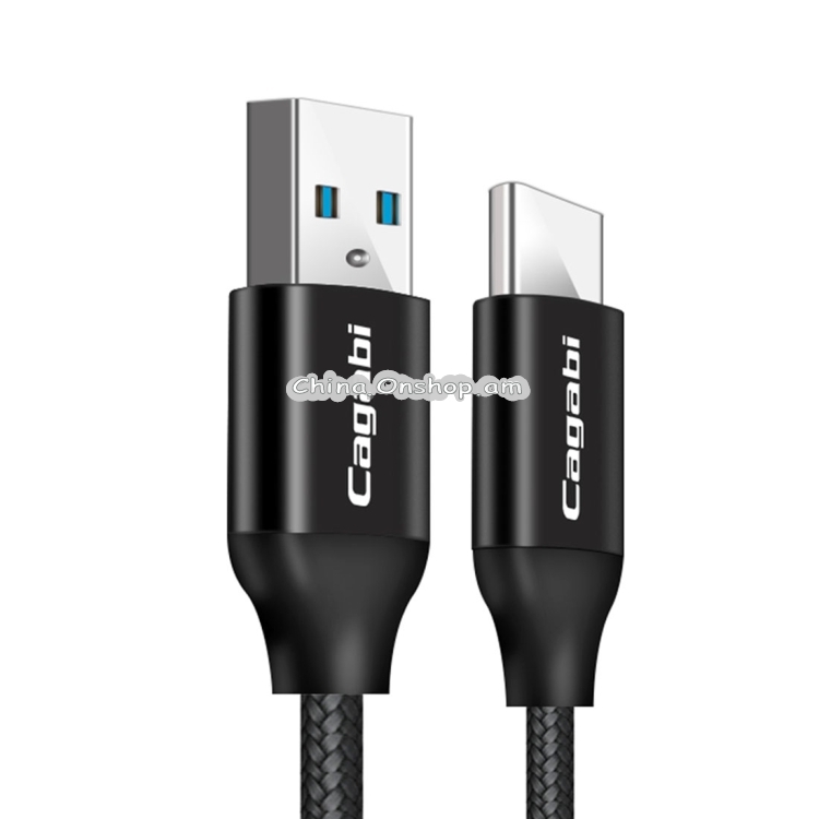 Cagabi N2-2 2m 2.4A Aviation Aluminum Alloy + Nylon USB to USB-C / Type-C Data Sync Fast Charging Cable