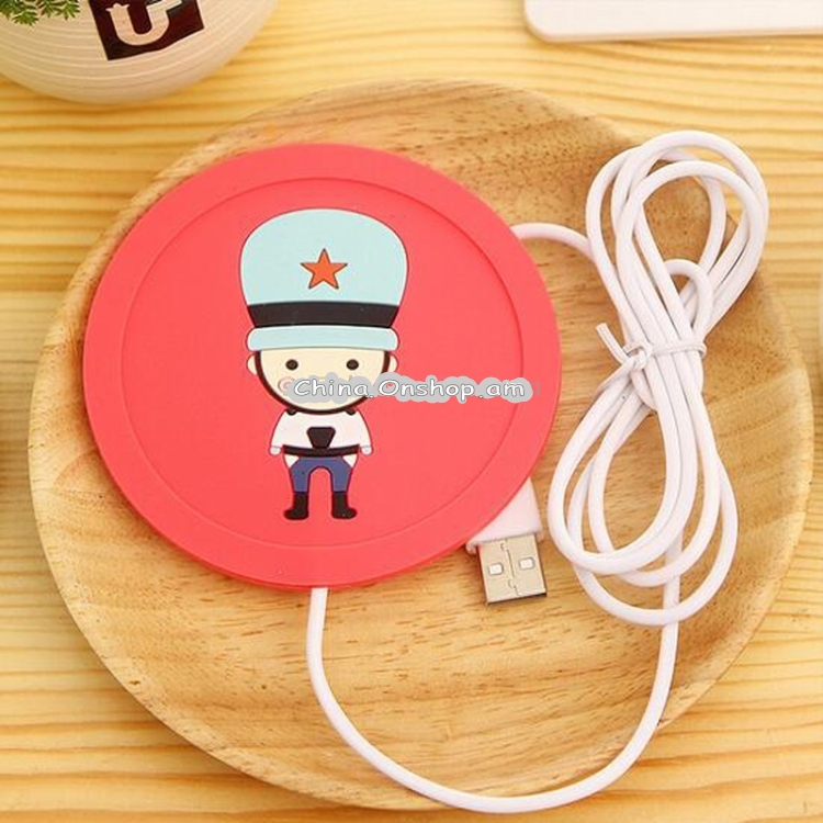 Cartoon Soldier Pattern USB Silicone Warm Coaster Cartoon Soldier Pattern USB Silicone Warm Coaster
