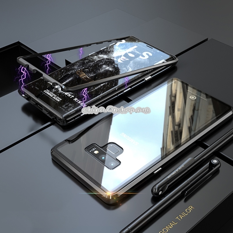 Magnetic Metal Frame Tempered Glass Case for Galaxy S9+