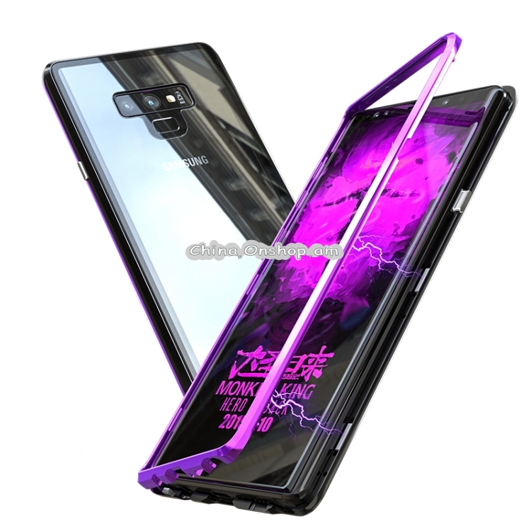 Ultra Slim Magnetic Adsorption Angular Frame Tempered Glass Magnet Flip Case for Galaxy Note9