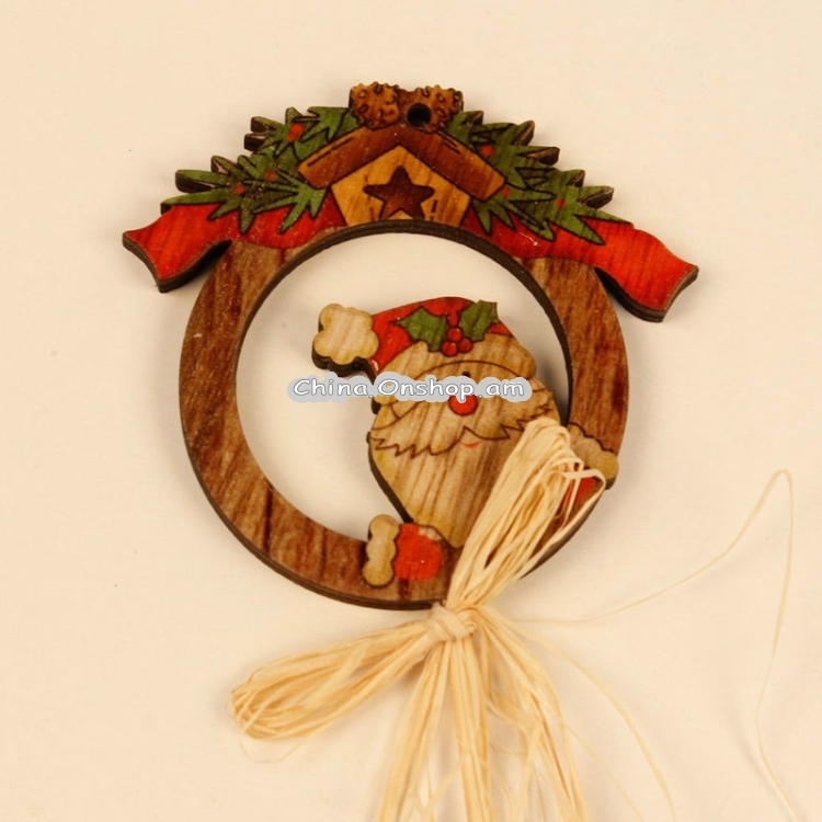 Christmas Wall Wooden Cartoon Long Handle Bow Decorative Pendants