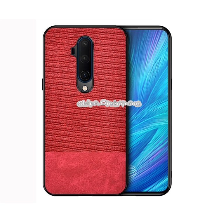 For OnePlus 7T Pro Shockproof Splicing PU + Cloth Protective Case