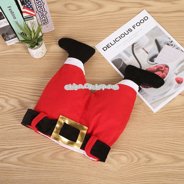 Christmas Party Santa Claus Leg Pants Plush Cap Decoration