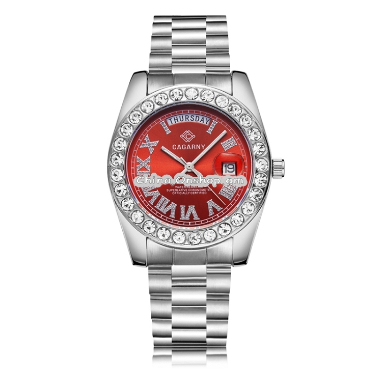 CAGARNY 6866 Fashion Life Waterproof Silver Steel Band Quartz Watch