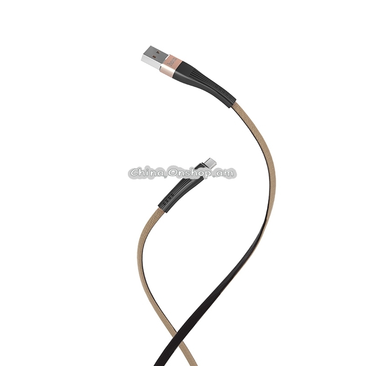 hoco U39 Nylon Braided Flat Cord 2.4A Max USB to Micro USB Data Sync Charging Cable, Length: 1.2m