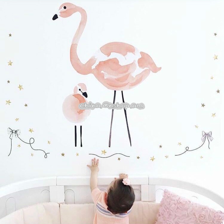 Children Room Balloon Flamingo Cartoon Wall Stickers Kindergarten Early Education Center Decoration Painting(Flamingo )