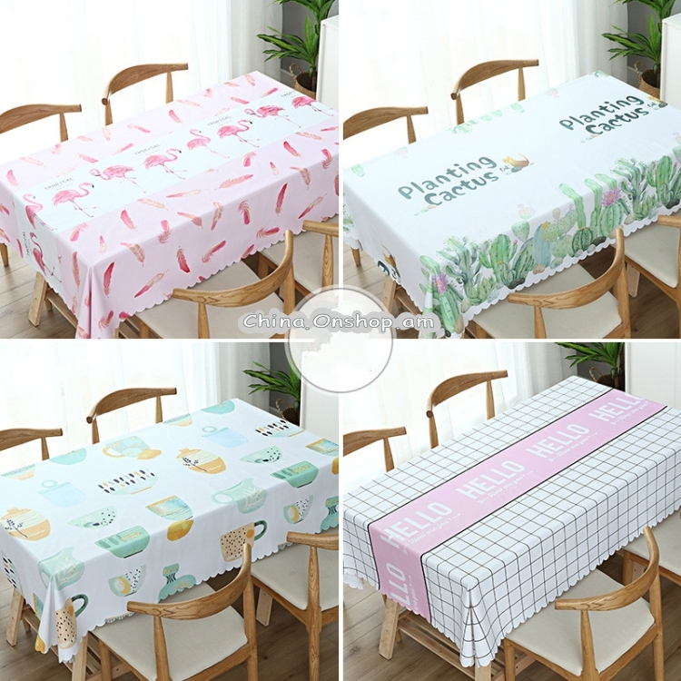 Printinging Coffee Dining Table Cloth PVC Waterproof Oilproof Anti-scalding Tablecloth, Size:140x140cm Square Table(Cup)