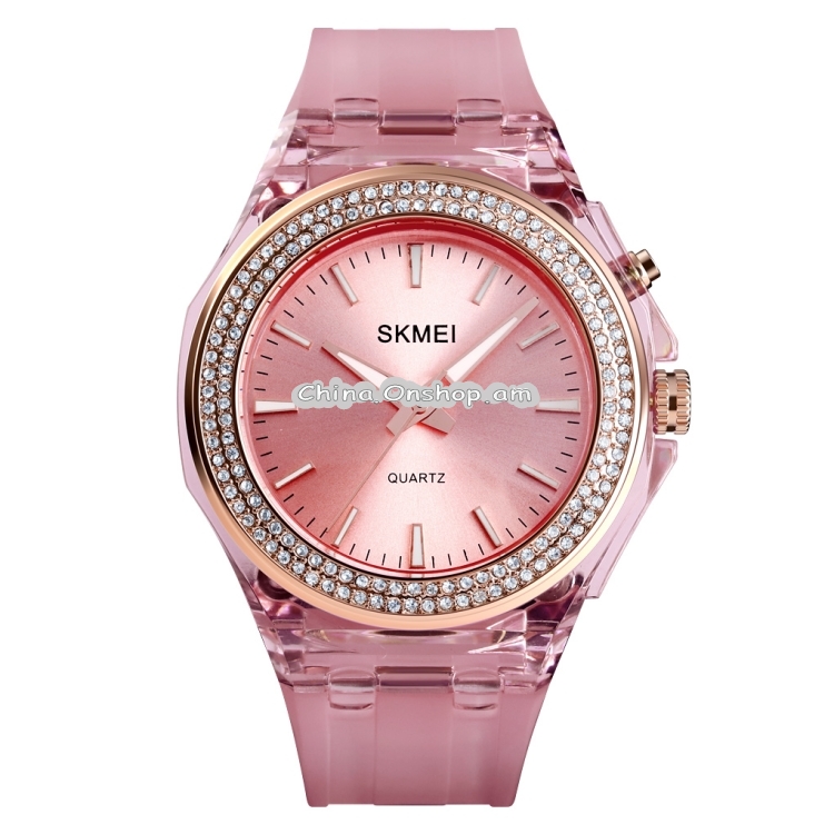 SKMEI 1553 Women LED Color Light Transparent Waterproof Watch Inlaid With Water Drill