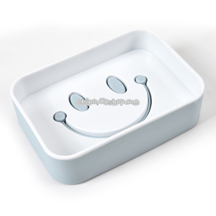 Creative Smiley Soap Box Bathroom Wash Drain Tray Rack, Size: 12.5 x9 x3.5cm