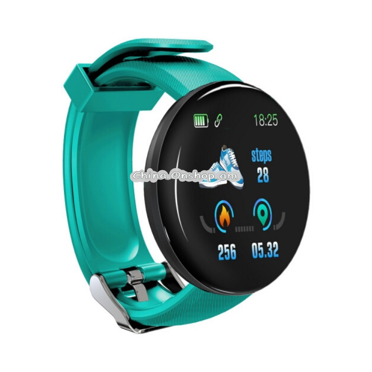 D18 1.3inch TFT Color Screen Smart Watch IP65 Waterproof,Support Call Reminder /Heart Rate Monitoring/Blood Pressure Monitoring/Sleep Monitoring(Blue)