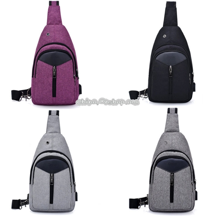 Portable Backpack Casual Outdoor Unisex Shoulder Bags Triangle Design Crossbody Bags Outdoor Sports Riding Shoulder Bag with External USB Charging Interface and Headphone Plug