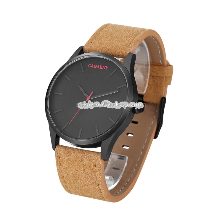 CAGARNY 6850 Fashion Dual Quartz Movement Wrist Watch with Genuine Leather Band