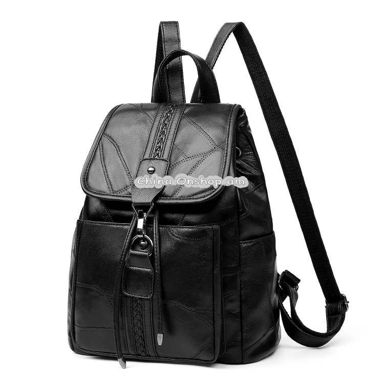 PU Sheepskin Double Shoulders Bag School Travel Backpack Bag 