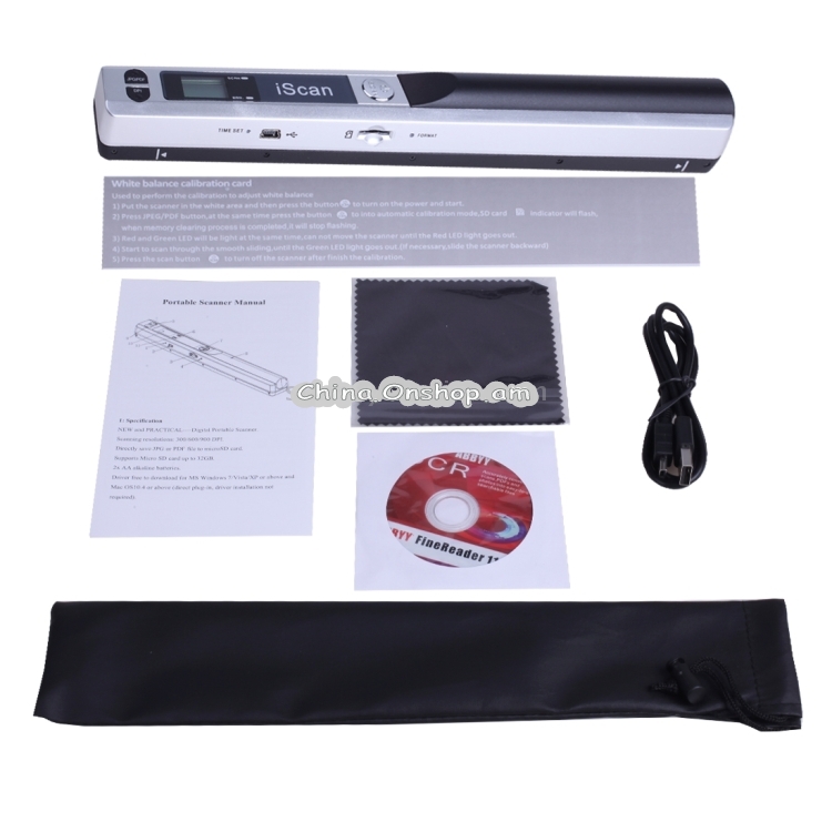 iScan01 Mobile Document Portable HandHeld Scanner with LED Display, A4 Contact Image Sensor, Support 900DPI / 600DPI / 300DPI / PDF / JPG / TF