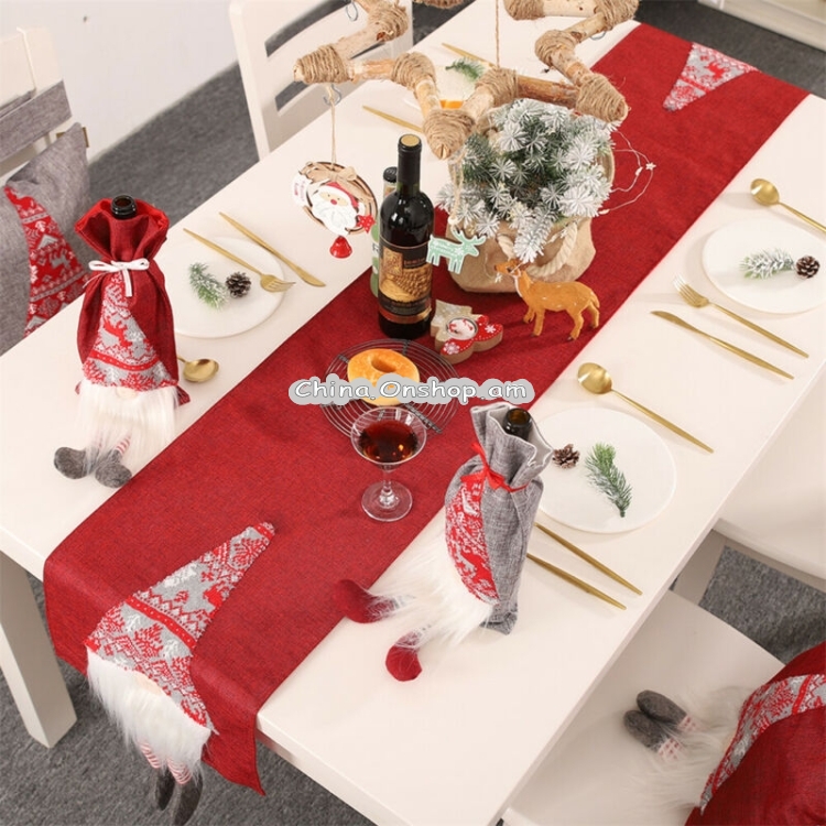 Christmas Tablecloth Santa Claus Table Runner Hotel Banquet Table Flag for Festival Decoration